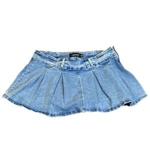 Y2K 🩷 XL REFUGE DENIM Light Blue Denim Skater Skort Skirt